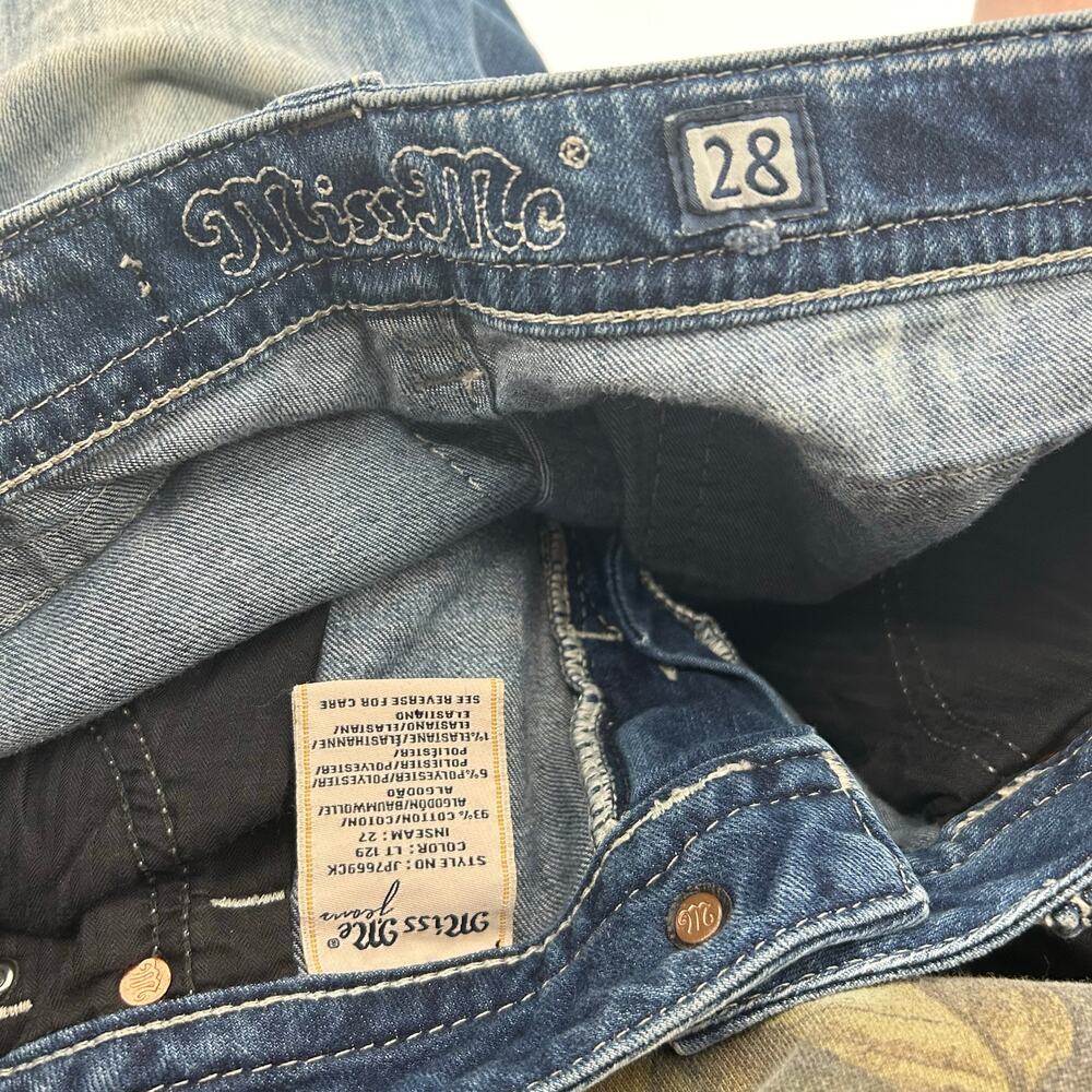 VTG Y2k Women's Low Rise Stone Wash MISS ME Aztec Cuffed Signature Skinny Jeans - Picture 3 of 7